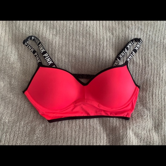 Neon Cage Back Logo Band PINK Bra - Picture 1 of 4